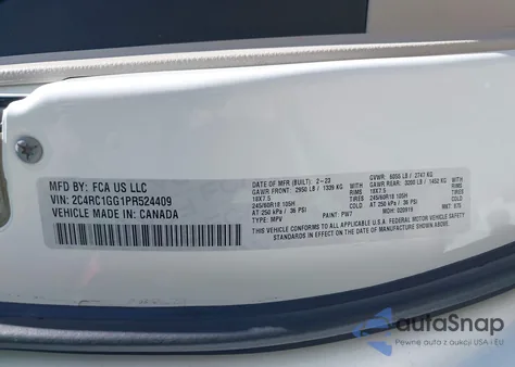 2023 Chrysler Pacifica Limited from USA, damaged, VIN 2C4RC1GG1PR524409